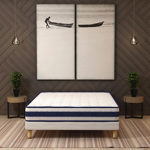 Ensemble Matelas Mousse Blue Memory + Sommier 140x200 Hauteur 22cm