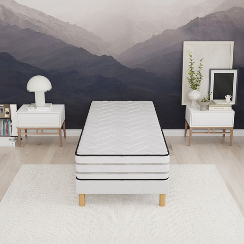 Ensemble Matelas Mousse Memoryfoam + Sommier 90x190 Hauteur 25cm