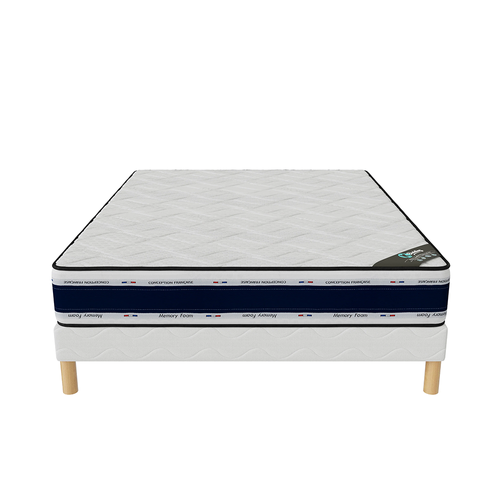 Ensemble Matelas Mousse Blue Memory + Sommier 140x190 Hauteur 22cm