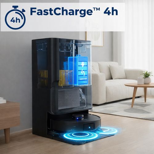 Robot Aspirateur Laveur Lidar Ia Connecté Avec Base De Vidage Eziclean® Pureflow Ultra