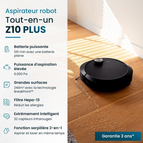 Robot Aspirateur Laveur Connecté Avec Base De Vidage All-in-one Z10 Plus