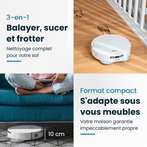 Robot Aspirateur Laveur Connecté Eziclean® All In One Z12 Ultra