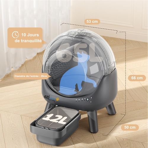 Litière Robot Auto nettoyante Connectée - Maison De Toilette Pour Chat Eziclean® Catbot K6i