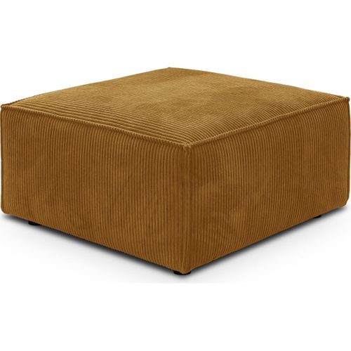 Pouf En Velours Côtelé Jaune Moutarde - Livia