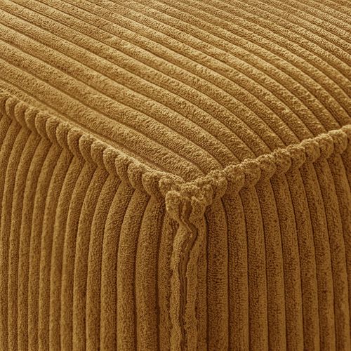Pouf En Velours Côtelé Jaune Moutarde - Livia