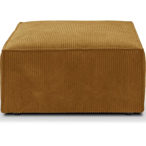 Pouf En Velours Côtelé Jaune Moutarde - Livia