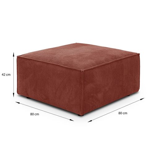 Pouf En Velours Côtelé Rouille - Livia