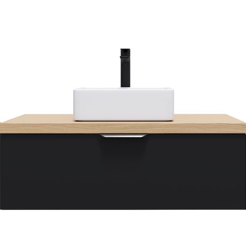 Meuble De Salle De Bain Vasque Posée 90cm 1 Tiroir Noir - Soho