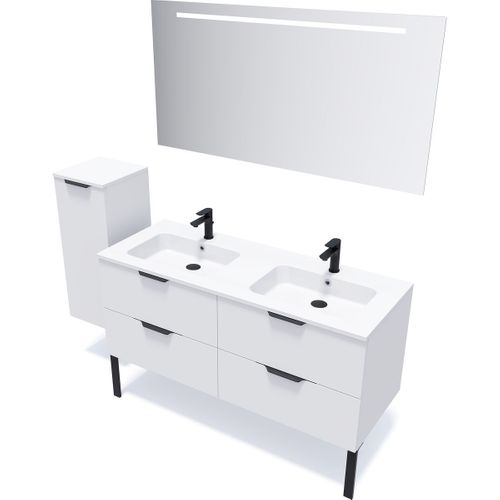 Meuble De Salle De Bain Double Vasque 140cm 4 Tiroirs Blanc - Soho
