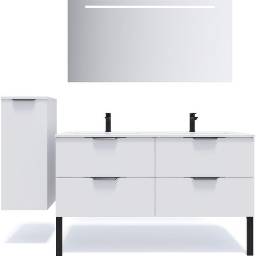 Meuble De Salle De Bain Double Vasque 140cm 4 Tiroirs Blanc - Soho