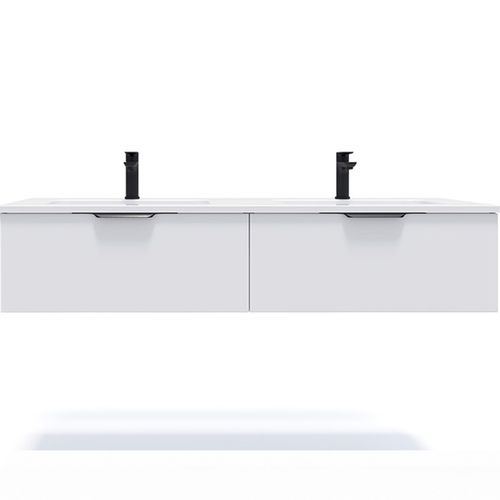 Meuble De Salle De Bain Double Vasque 140cm 2 Tiroirs Blanc - Soho