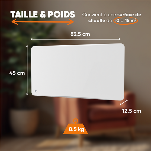 Radiateur Électrique Fixe à Inertie Sèche Fonte + Film 1500w Almea Horizontal Blanc