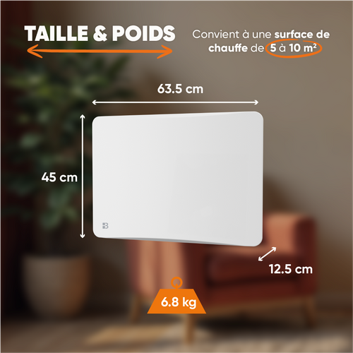 Radiateur Électrique Fixe à Inertie Sèche Fonte + Film 1000w Almea Horizontal Blanc