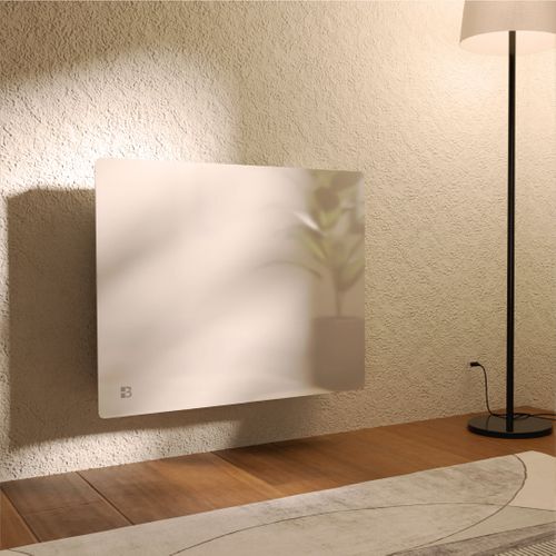 Radiateur Électrique Fixe à Inertie Sèche Céramique Façade En Verre 1000w Iris Horizontal Blanc
