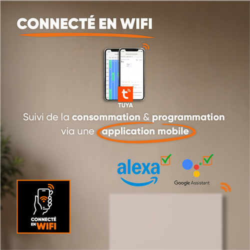 Radiateur Électrique Fixe Connecté Wifi Inertie Sèche Céramique 1000w Illo Connect Horizontal Blanc