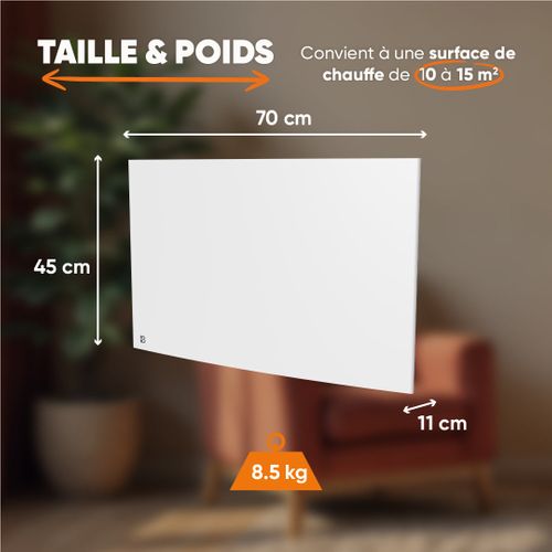 Radiateur Électrique Fixe à Inertie Sèche Fonte 1500w Bia Horizontal Blanc