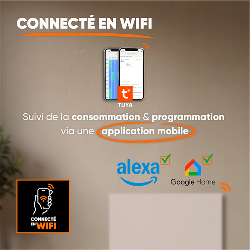 Radiateur Électrique Fixe Connecté Wifi Inertie Sèche Céramique 1500w Lesso Connect Horizontal Blanc