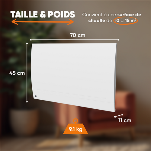 Radiateur Électrique Fixe Connecté Wifi Inertie Sèche Céramique 1500w Lesso Connect Horizontal Blanc