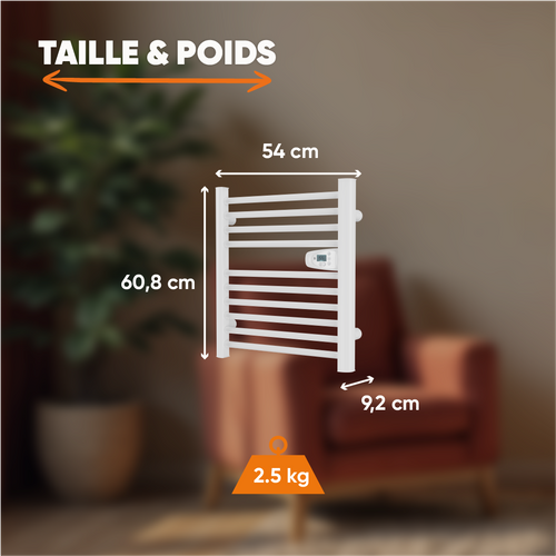 Sèche-serviette Électrique Sans Fluide 300w H.62xl54cm  Hestia Blanc