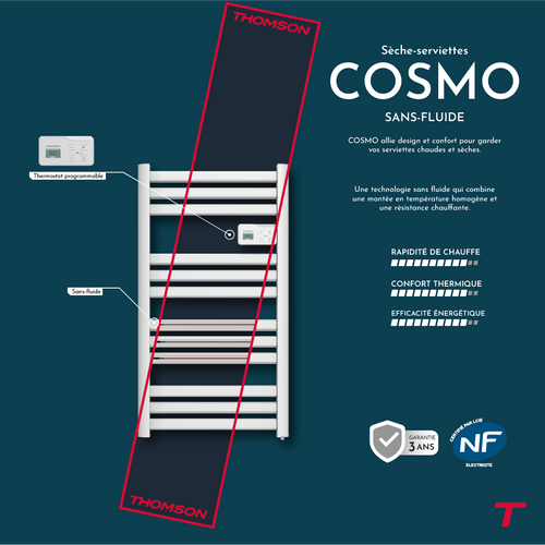 Sèche-serviette Électrique Sans Fluide Connecté Wifi 500w  Cosmo Blanc