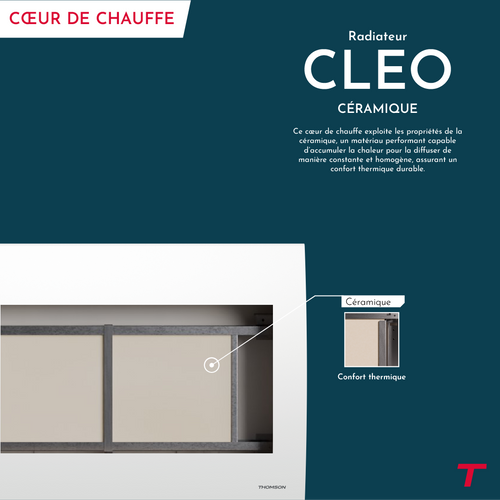 Radiateur Électrique Fixe à Inertie Sèche Céramique 1000w Cleo Horizontal Blanc
