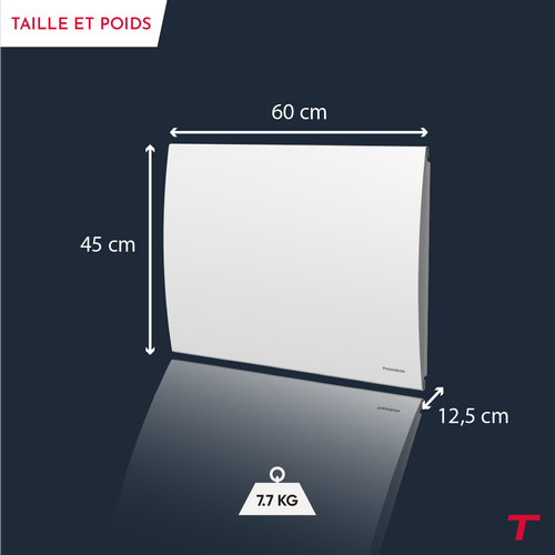 Radiateur Électrique Fixe à Inertie Sèche Céramique 1000w Cleo Horizontal Blanc