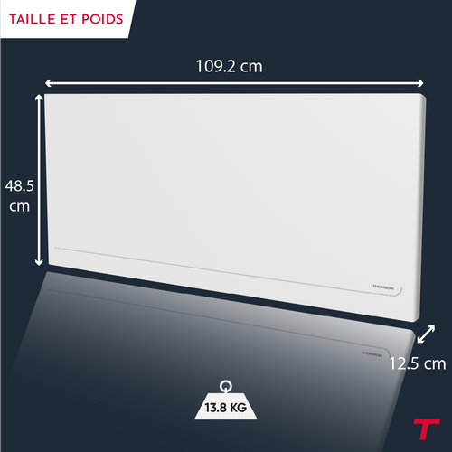 Radiateur Électrique Fixe Connecté Wifi à Inertie Sèche Céramique 1500w Milla Horizontal Blanc
