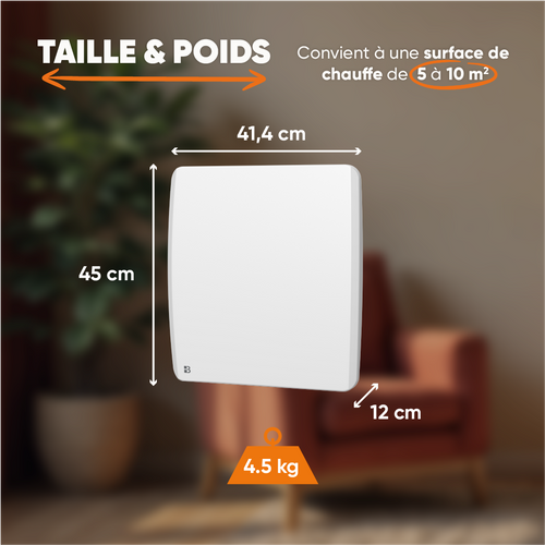 Radiateur Électrique Fixe à Inertie Sèche Céramique 500w Aria Horizontal Blanc