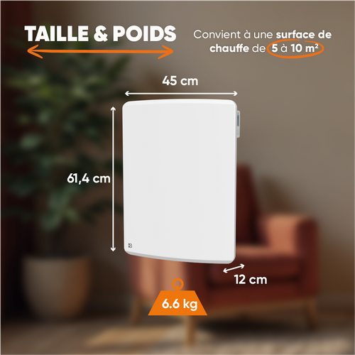 Radiateur Électrique Fixe à Inertie Sèche Céramique 1000w Aria Vertical Blanc