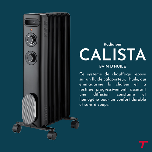 Radiateur Mobile Bain D'huile Calista 2000w Noir