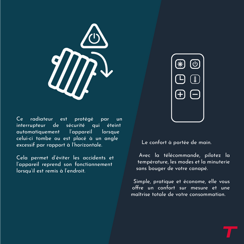 Radiateur Mobile Sans Huile 2000w  Millo Noir