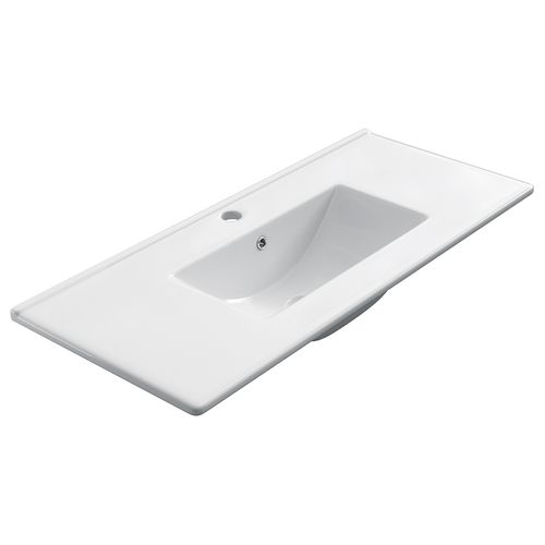 Meuble De Salle De Bain Simple Vasque - Palma Et Miroir LED Veldi - Blanc - 100cm