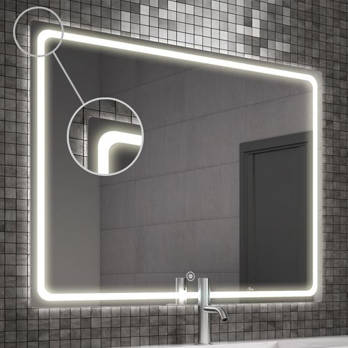 Meuble De Salle De Bain Simple Vasque - Iris Et Miroir LED Veldi - Ciment (gris) - 100cm