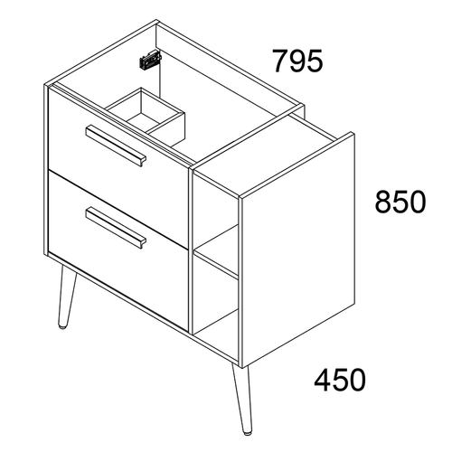 Meuble De Salle De Bain Vasque Déportée - Malia Et Miroir LED Stam - Vert Olive - 80cm