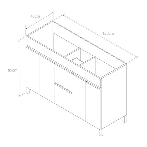 Meuble De Salle De Bain 120cm Double Vasque Sans Miroir Avec Portes Et Tiroirs - Blanc - Haro