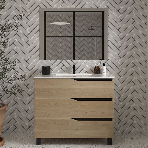 Meuble De Salle De Bain 70cm Simple Vasque - 3 Tiroirs - Blanc - Mata