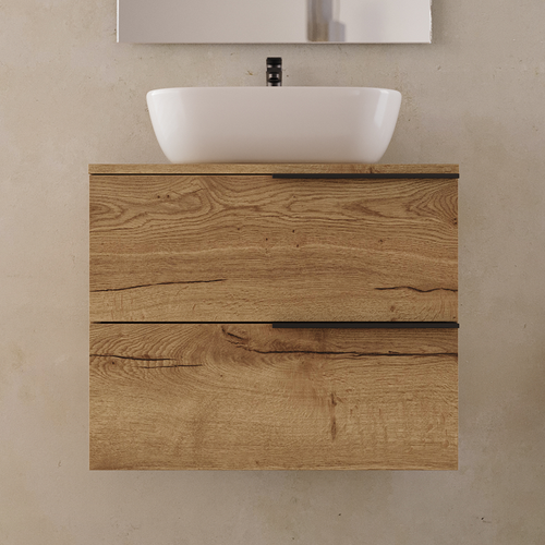 Meuble De Salle De Bain 60cm Avec Cuve - 2 Tiroirs - Sans Miroir - Roble (chêne Clair) - King