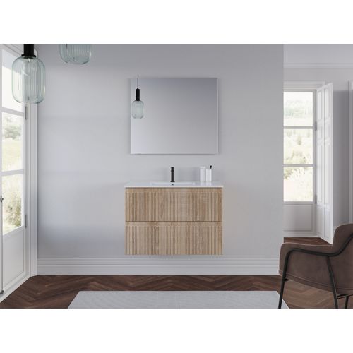 Meuble De Salle De Bain 70cm Avec Simple Vasque - Sans Miroir - 2 Tiroirs - Cambrian - Ribera