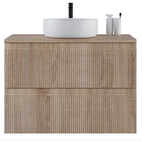 Meuble De Salle De Bain 80cm Avec Plateau Et Cuve - Sans Miroir - 2 Tiroirs - Cambrian - Ribera