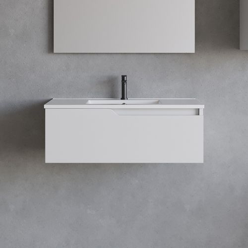 Meuble De Salle De Bain 80cm Avec Simple Vasque - 1 Tiroir - Blanc - Cadix