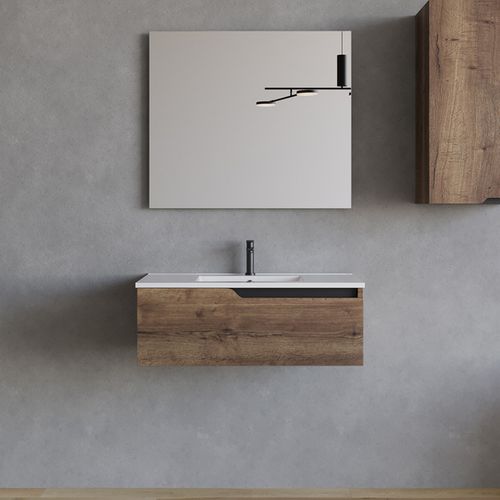 Meuble De Salle De Bain 80cm Avec Simple Vasque - 1 Tiroir - Tabaco (bois Foncé) - Cadix