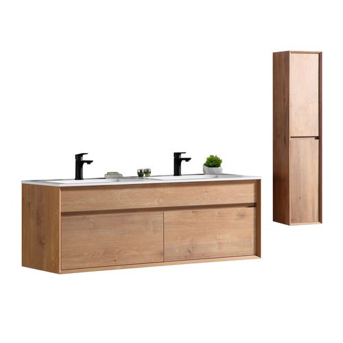 Ensemble Salle De Bain 140 Cm Chêne Brun Aquaroca