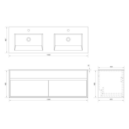 Ensemble Salle De Bain 140 Cm Chêne Brun Aquaroca