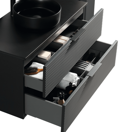 Meuble Avec Vasque à Poser 120 Cm Noir Aqualinea