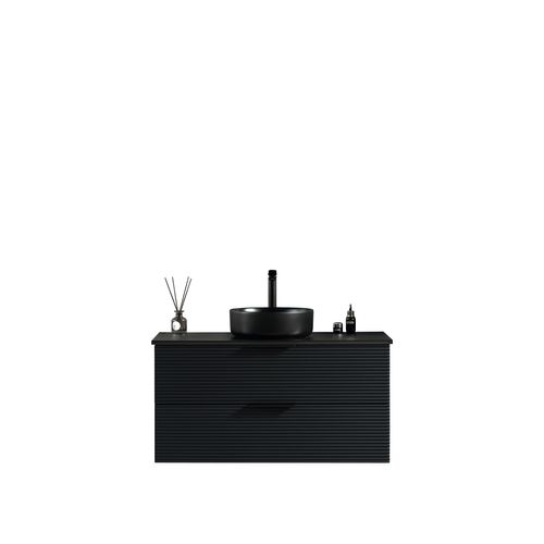 Meuble Avec Vasque à Poser 100 Cm Noir Aqualinea