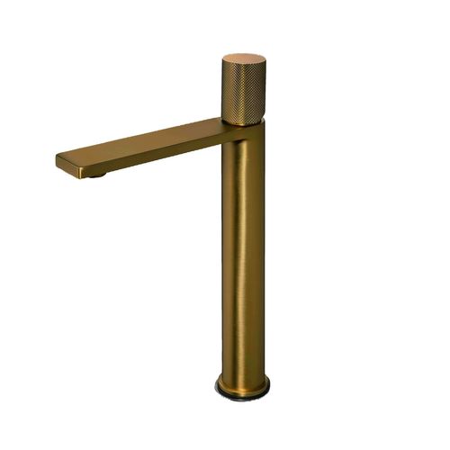 Robinet Mitigeur Haut Strié Or Brossé