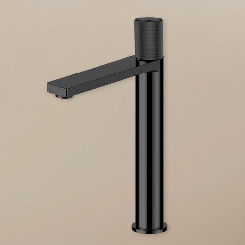 Robinet Mitigeur Haut Strié Noir Mat