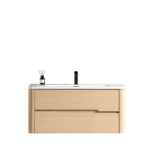 Meuble De Salle De Bain Avec Vasque 100 Cm Effet Chêne Naturel Aquabale