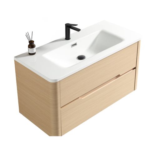 Meuble de salle de bain Aquabale avec vasque 80 cm effet chêne naturel
