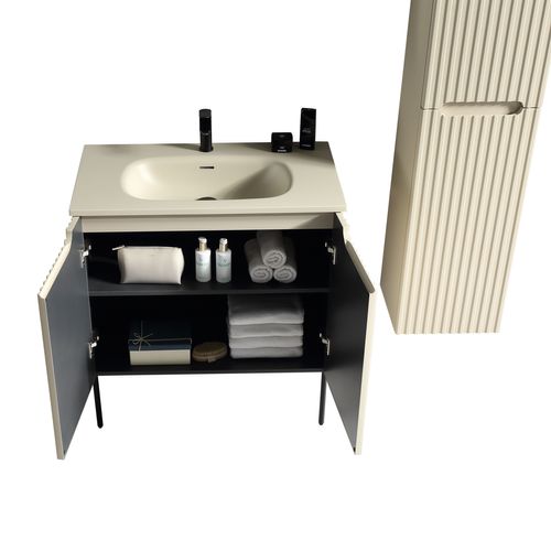 Ensemble De Salle De Bain 80 Cm Amande Aquavenus